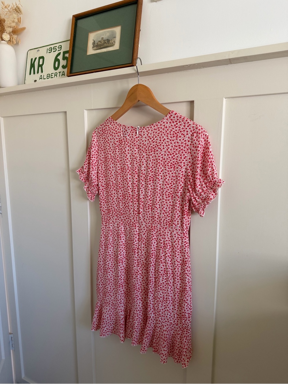 Floral Mini Dress V-Neck Empire Waist Ruffle Hem Sundress - XS Fit - Picture 9 of 11